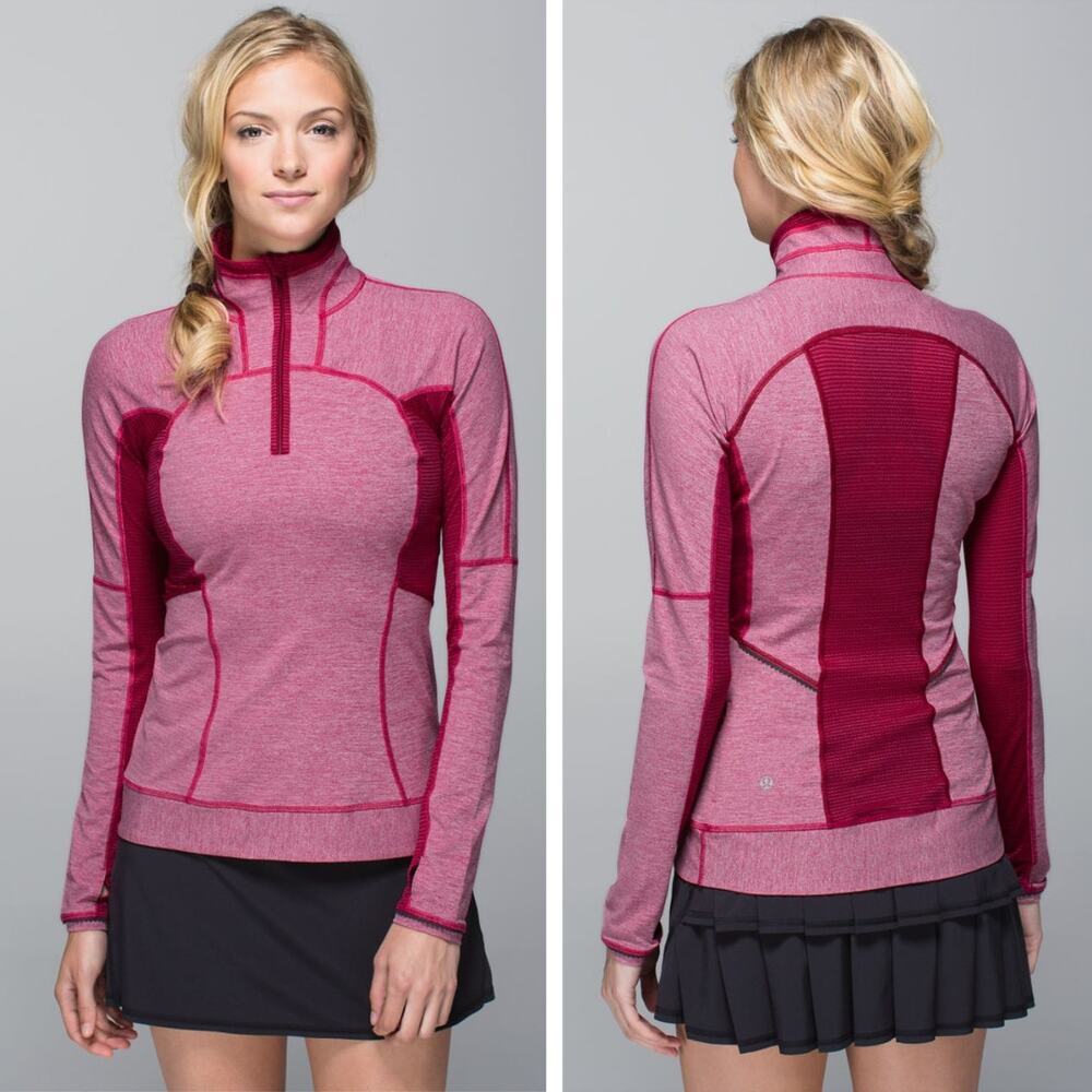 LULULEMON Run For Gold 1/2 Zip Size 4 Heathered Bumble Berry